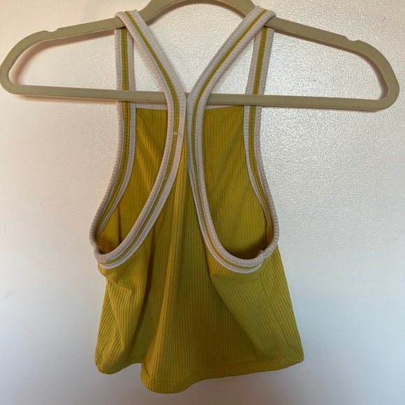Retro 80s Style Racerback Yellow Crop Top - Picture 4 of 4